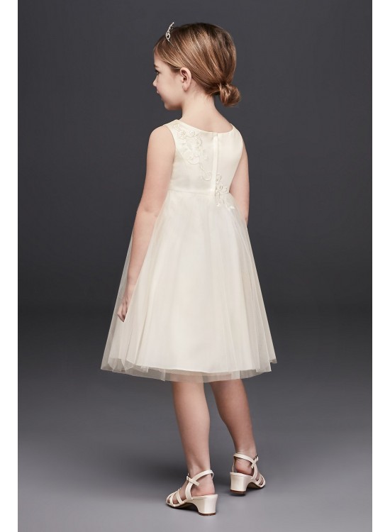 Short Appliqued Tulle A-Line Flower Girl Dress  WG1388