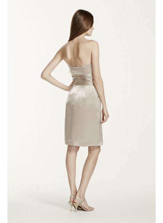 Short Charmeuse Dress with Ruched Waist and Pocket  83707