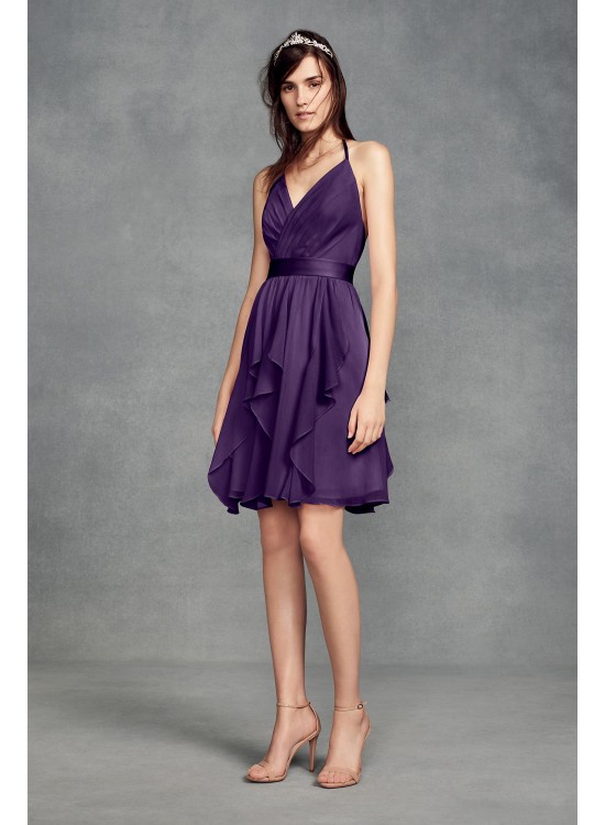 Short Chiffon Bridesmaid Dress with Cascade Skirt  VW360399