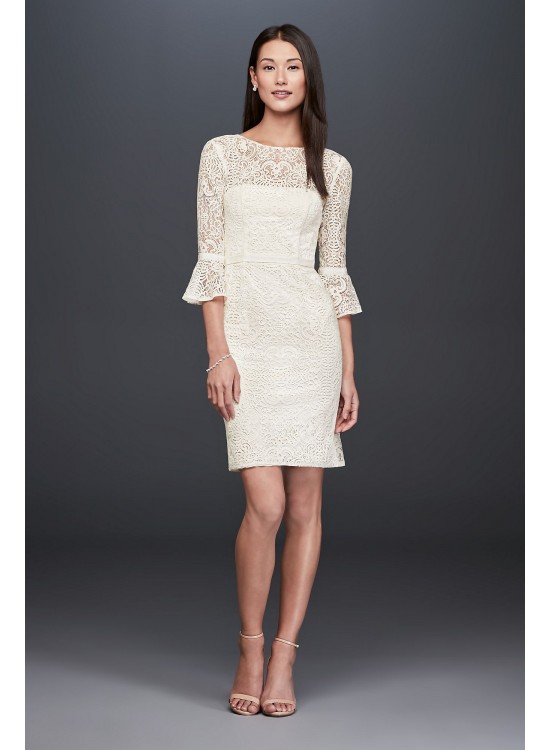 Short Illusion Lace Dress with 3/4 Bell Sleeves DB Studio SDWG0618