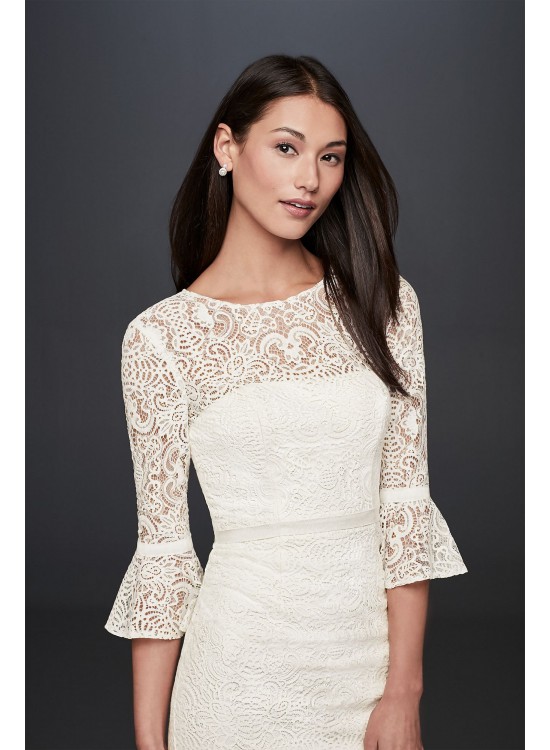 Short Illusion Lace Dress with 3/4 Bell Sleeves DB Studio SDWG0618