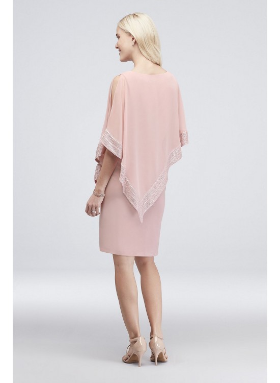 Short Jersey Cape Dress with Pleated Trim SL Fashions SL111176