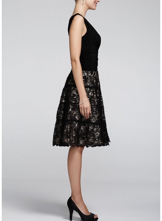 Short Jersey Dress with Full Lace Skirt SLNY 117301