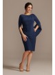 Short Jersey Sheath Dress with Shawl Sleeves  WBM2507