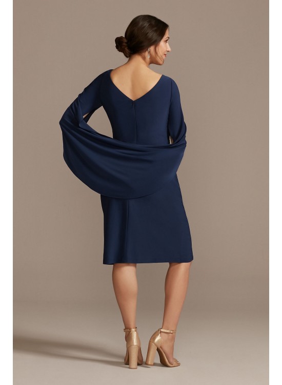 Short Jersey Sheath Dress with Shawl Sleeves  WBM2507