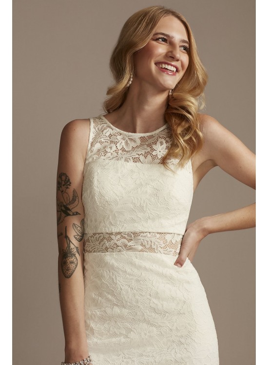 Short Lace Sheath Dress with Illusion Details DB Studio WBM2596