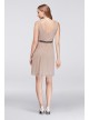 Short Mesh Dress with V-Neck and Beaded Waistband  W11174