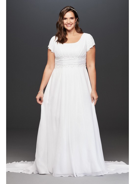 Short Sleeve Chiffon Plus Size Wedding Dress  Collection 9SLV9743