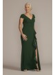 Short Sleeve Crepe Gown with Ruffled Skirt Oleg Cassini D40NY2132