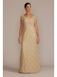 Short Sleeve Sequin Lace Sheath Gown Oleg Cassini WBM3124