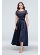 Short Sleeve Sequin Lace and Mikado Midi Dress SL Fashions 9119171