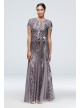 Short-Sleeve Sequined Illusion A-Line Gown  1875