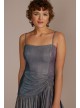 Short Square Neck Metallic Asymmetrical Dress Blondie Nites 3173BN