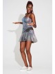 Short Square Neck Metallic Asymmetrical Dress Blondie Nites 3173BN