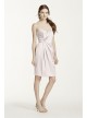 Short Strapless Satin Dress with Pleating  F15103