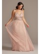 Skinny Strap Beaded Bodice Plus Size Gown Jump 11536W