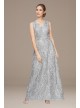 Sleeveless Embroidered Tulle Gown with Shawl Alex Evenings 81171077