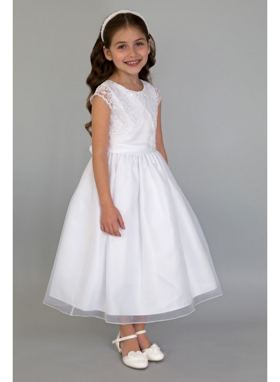 Sleeveless Faux Bolero Tea-Length Communion Dress  C5-364