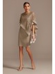 Sleeveless Jersey Sheath with Sequin Lace Poncho  8749D