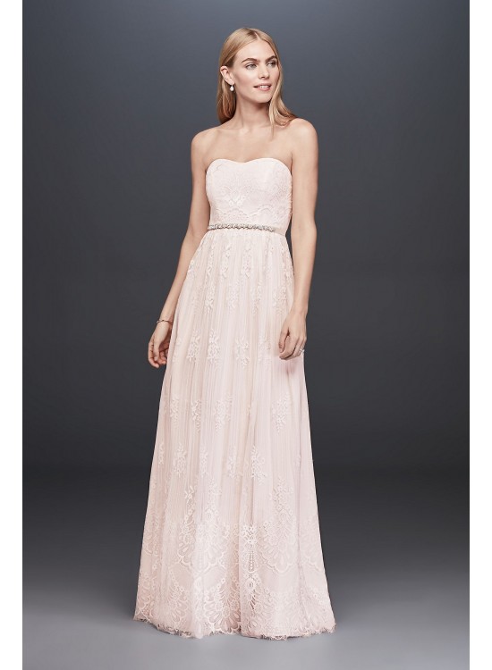 Soft Floral Lace Sheath Gown with Blush Lining DB Studio SDWG0622