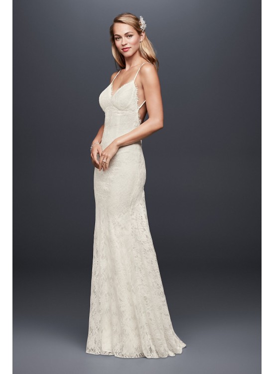 Soft Lace Sheath Wedding Dress with Low Back Galina NTWG3827