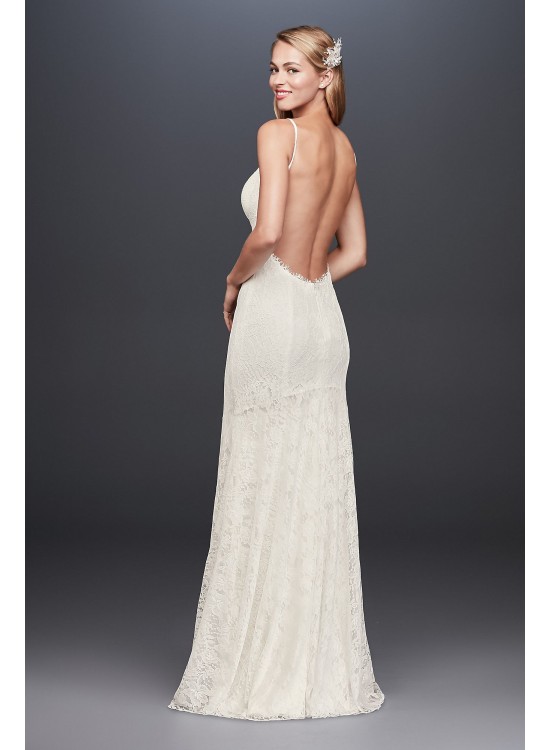 Soft Lace Sheath Wedding Dress with Low Back Galina NTWG3827