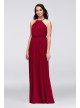 Soft Mesh Halter Bridesmaid Dress with Slim Sash  F19533