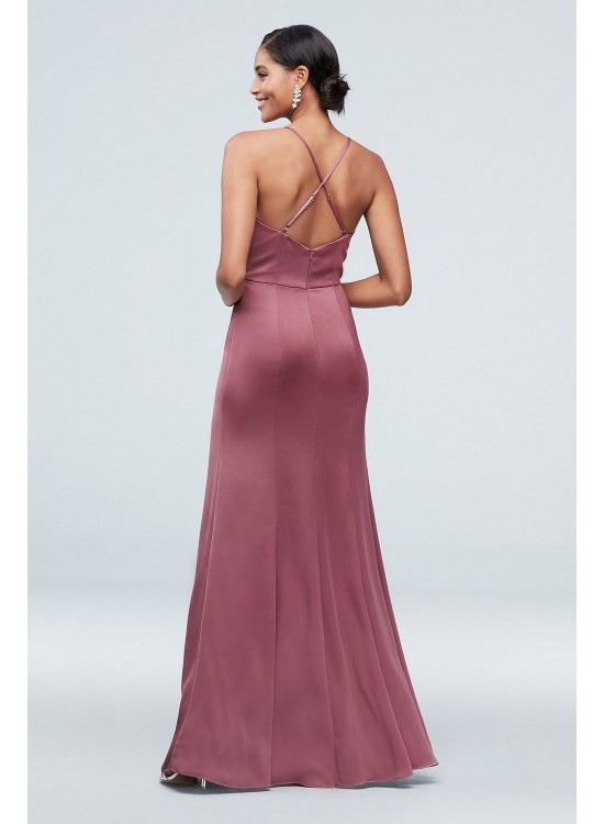 Spaghetti Strap Crepe-Back Satin Bridesmaid Dress  F20009