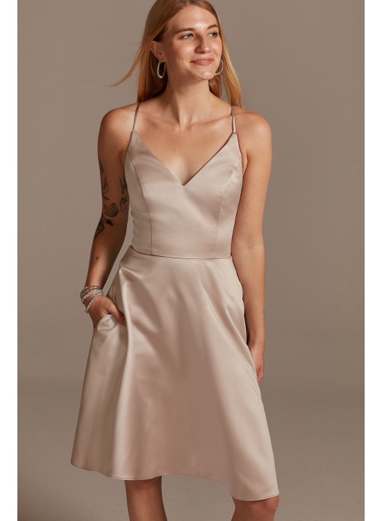 Spaghetti Strap Satin Short Bridesmaid Dress  F20245