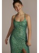 Spaghetti Strap Sequin Sheath Dress with Slit Jules and Cleo WGINP2011B