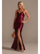 Spaghetti Strap Shiny Satin Gown with Slit Skirt  WBM2402V1