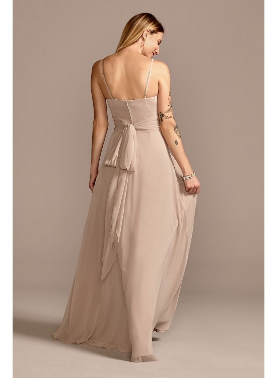 Spaghetti Strap Tie Waist Chiffon Bridesmaid Dress  F20355