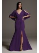 Split Sleeve Crepe Bridesmaid Dress with Slit  VW360541