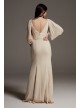 Split Sleeve Crepe Bridesmaid Dress with Slit  VW360541