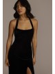 Square Neck Velvet Sheath Dress with Slit DB Studio WBM2832