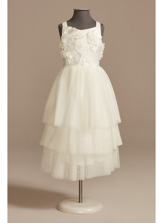 Stella Mesh Flower Girl Dresses,aaa00f Girl Dress with 3D Flower Girl Dresses,aaa00fs US Angels FG-753