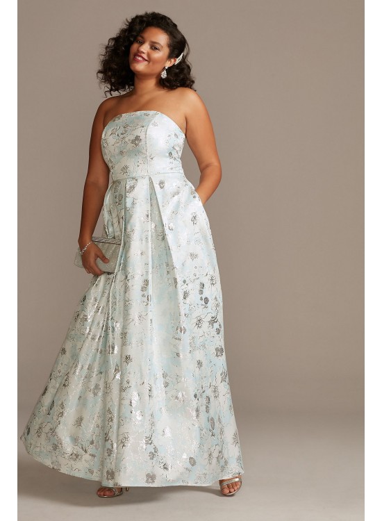 Strapless Foil Print Ballgown Plus Size Dress Speechless W44871R71