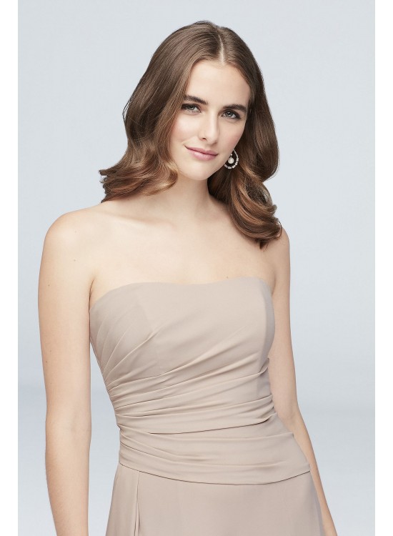 Strapless Georgette Cascade Bridesmaid Dress  F19904