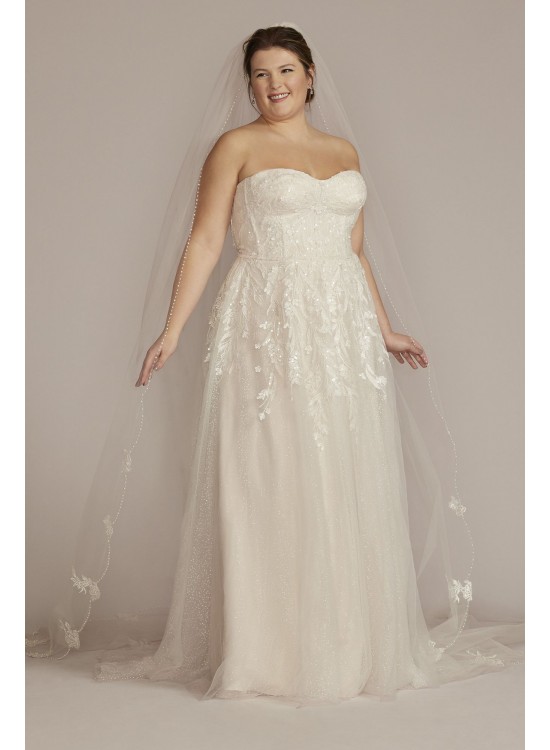 Strapless Glitter Tulle Plus Size Wedding Gown Melissa Sweet 8MS251251