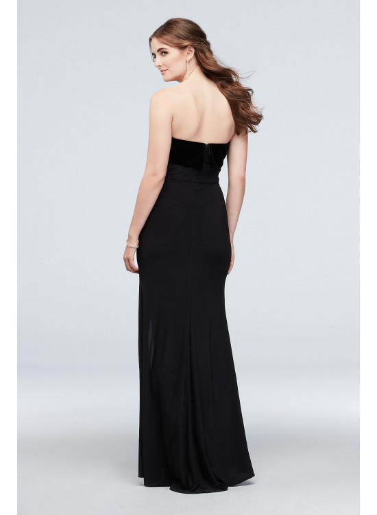 Strapless Jersey Gown with Velvet Knot Foldover Blondie Nites 1462BND