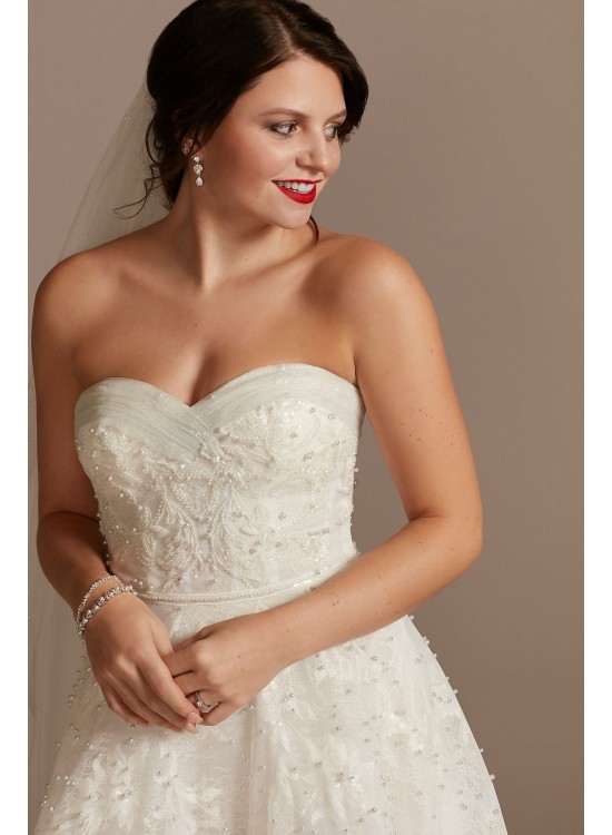 Strapless Pearl Applique Ball Gown Wedding Dress  CWG892