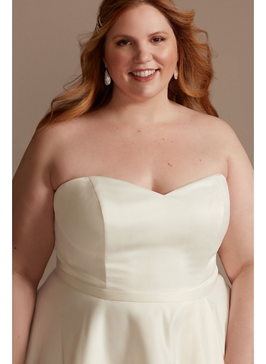 Strapless Plus Size Satin Wedding Dress with Slit DB Studio 9WG4017