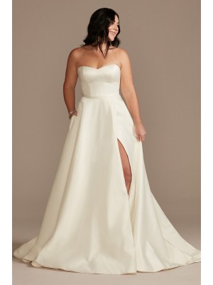 Strapless Satin Wedding Dress with Skirt Slit DB Studio WG4017