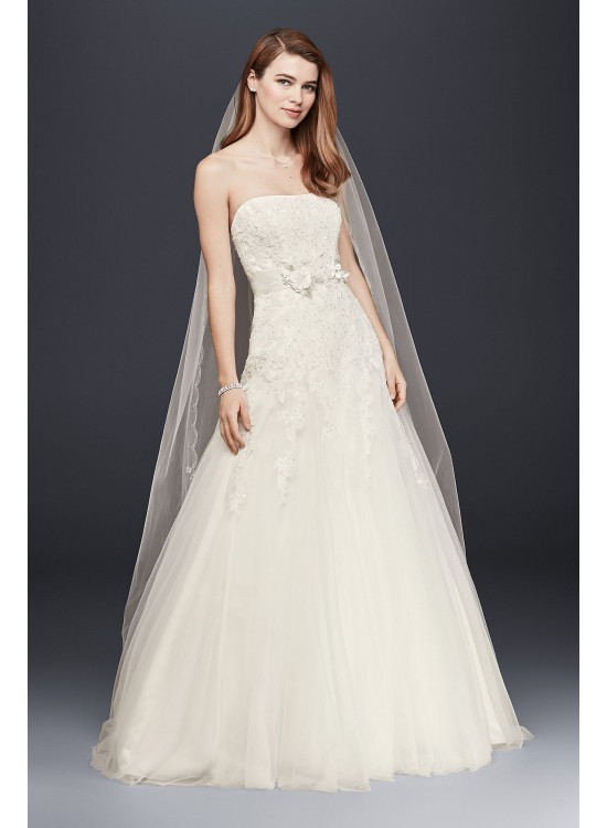 Strapless Tulle Wedding Dress with Beaded Lace  Collection V3469