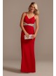 Stretch Crepe Sheath Dress with Beaded X Waist  WBM2436