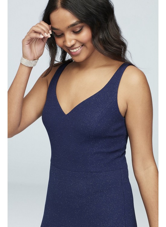 Stretch Glitter V-Neck Knit Dress Jump 11057