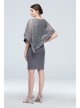 Stretch Knit Sheath with Asymmetrical Lace Cape  2292