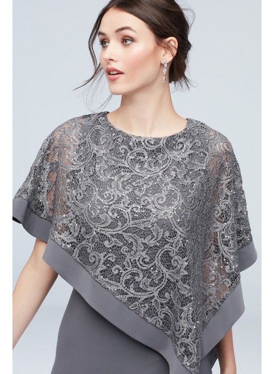 Stretch Knit Sheath with Asymmetrical Lace Cape  2292