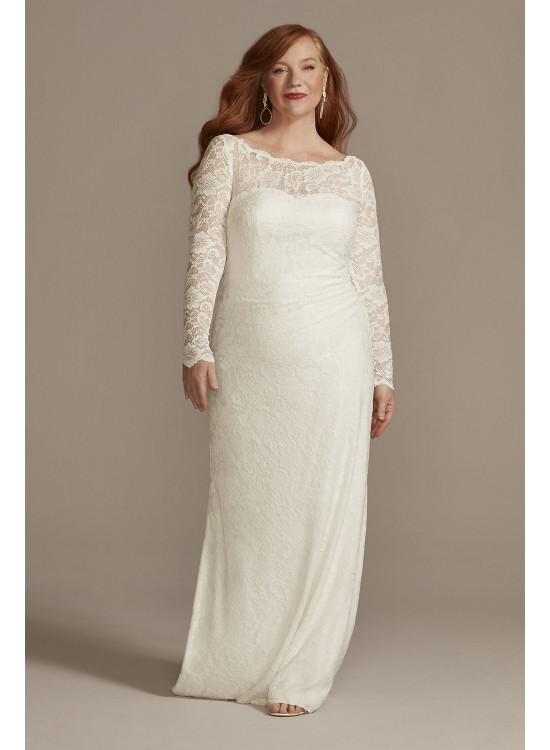 Stretch Lace Long Sleeve Plus Sheath Wedding Dress DB Studio 9SDWG0976