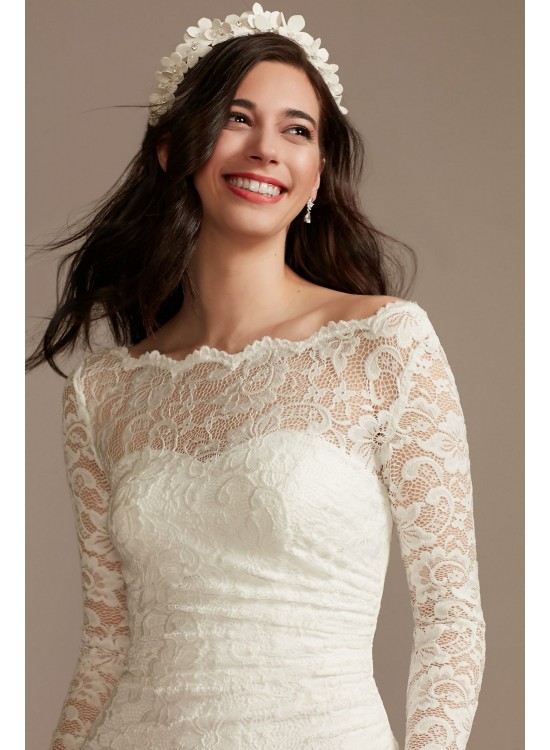 Stretch Lace Long Sleeve Sheath Wedding Dress DB Studio SDWG0976